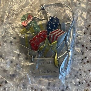 Southwest Airlines Pewter Holiday Ornament 2007